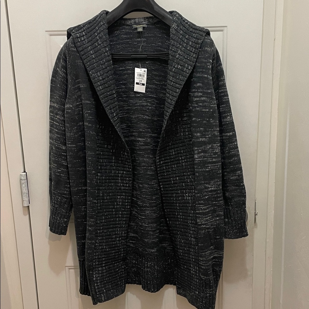 Style & Co.Beautiful Dark Gray Hooded Cardigan.Also available in Spacedye Palomi